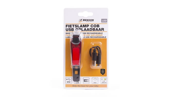 Fietslicht Achterlicht Rood - COB LED - 80 Lumen - USB Oplaadbaar