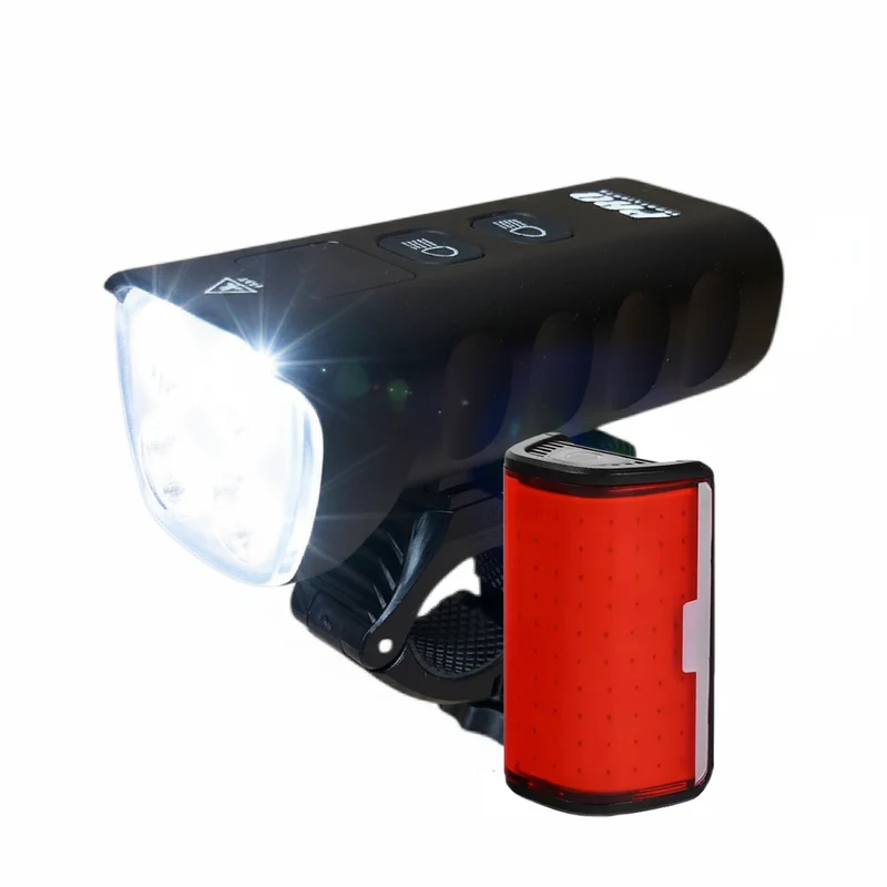 Fietsverlichting set voorlicht en achterlicht LED 1800 en 250 Lumen USB Oplaadbaar