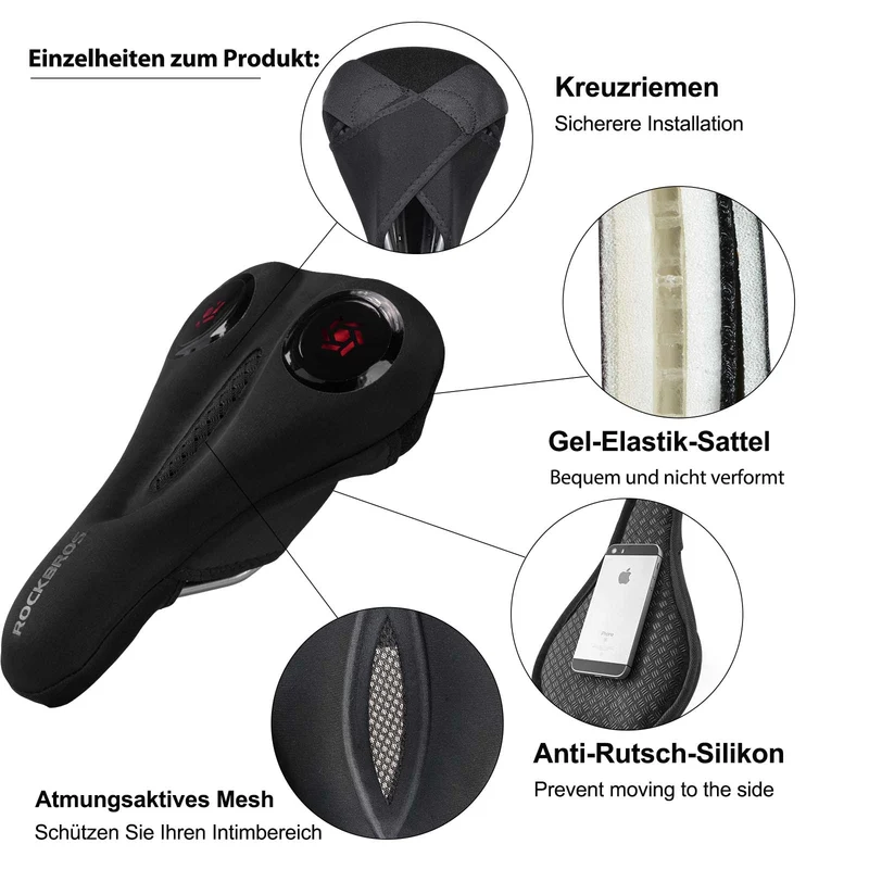 ROCKBROS Fahrrad Sattelbezug Gel Sattel Überzug Schwarz
