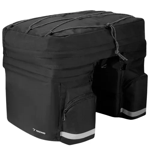 Dubbele Fietstas 60L met Regenhoes en Reflectoren Zwart Bagagedrager Tas Fiets