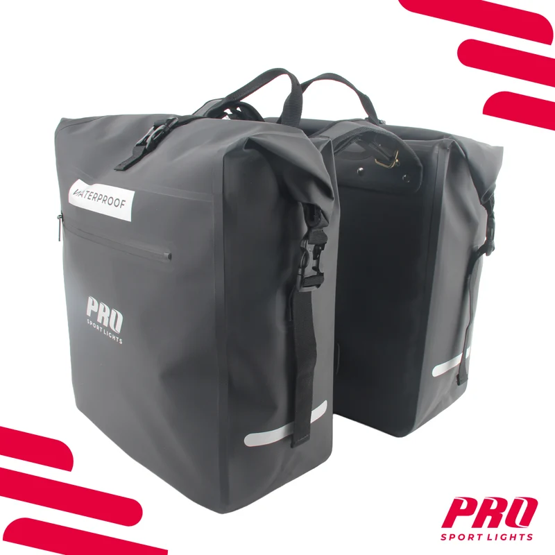 Pro Sport Lights Dubbele Fietstas 56 Liter – Waterdicht, Zwart