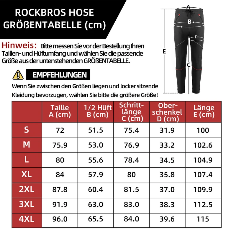 ROCKBROS Wasserabweisend Fahrradhose Herren Lange Radhose Winddicht & Warm