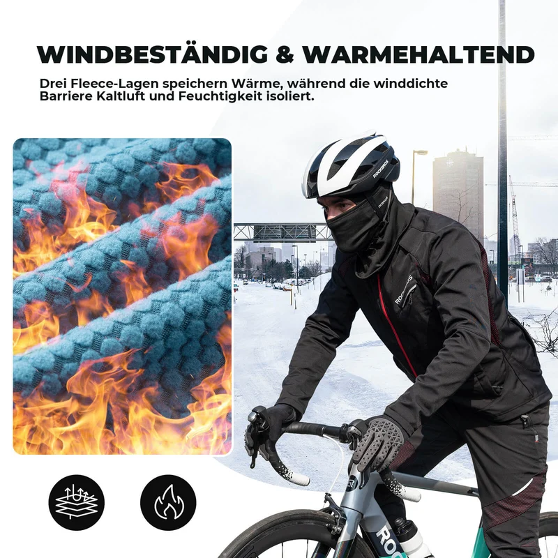 ROCKBROS Lange Fahrradhose Herren Winter Radhose Winddicht Warm