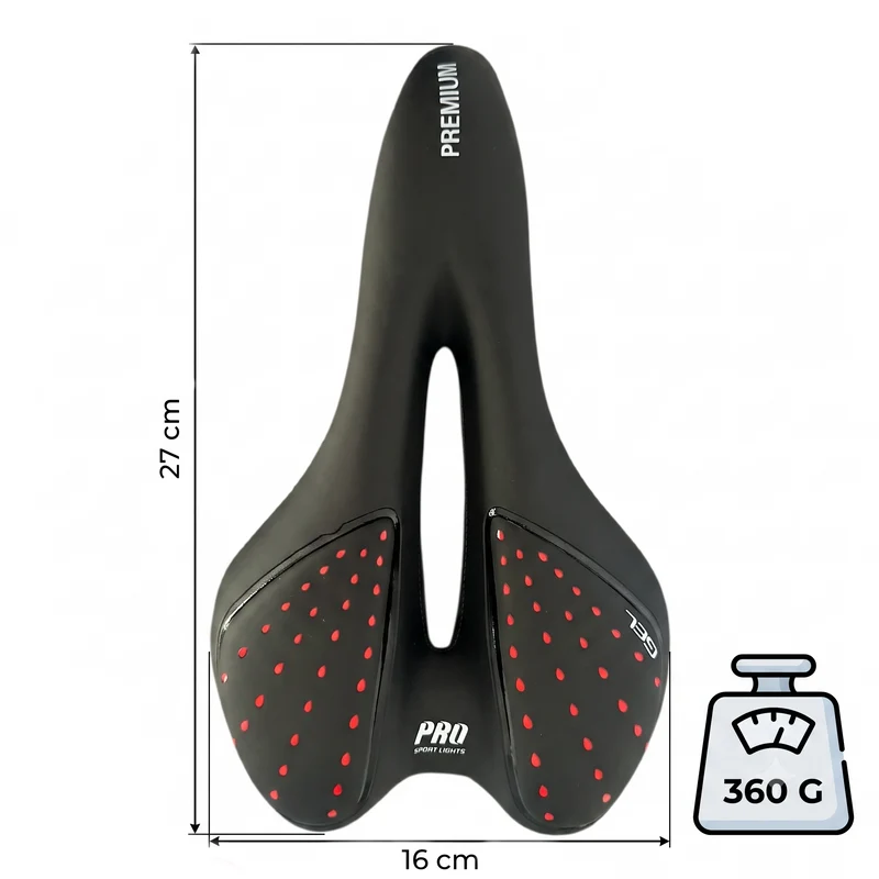 Pro Sport Lights Premium Royal Gel Fietszadel – Unisex, 27 × 16 cm