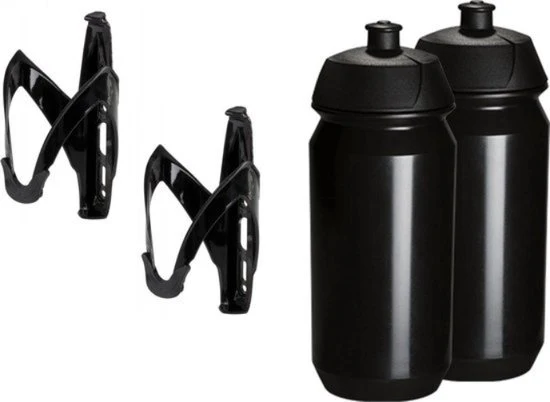 2x Tacx Bidon - 2x M-wave Bidonhouder - Drinkfles