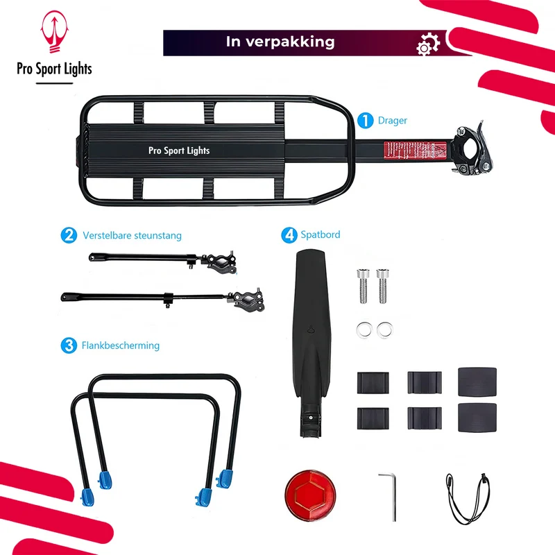 Pro Sport Lights Bagagedrager met Spatbord – QR, MTB & Racefiets