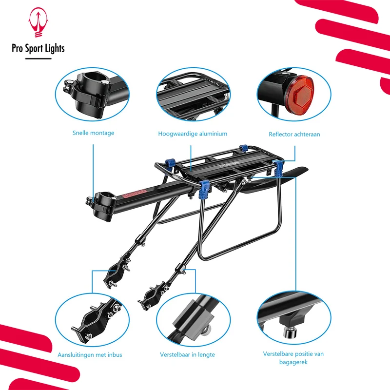 Pro Sport Lights Bagagedrager met Spatbord – QR, MTB & Racefiets