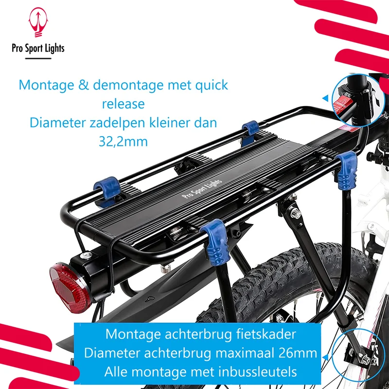 Pro Sport Lights Bagagedrager met Spatbord – QR, MTB & Racefiets