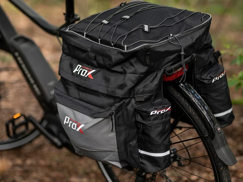 Fietstassen Dubbel ProX - waterdicht 43 Liter fietstas - Zwart Grijs - Regenhoes