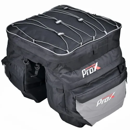 Fietstassen Dubbel ProX - waterdicht 43 Liter fietstas - Zwart Grijs - Regenhoes