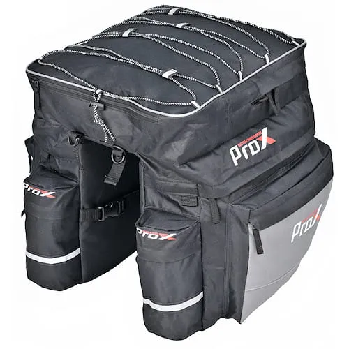 Fietstassen Dubbel ProX - waterdicht 43 Liter fietstas - Zwart Grijs - Regenhoes