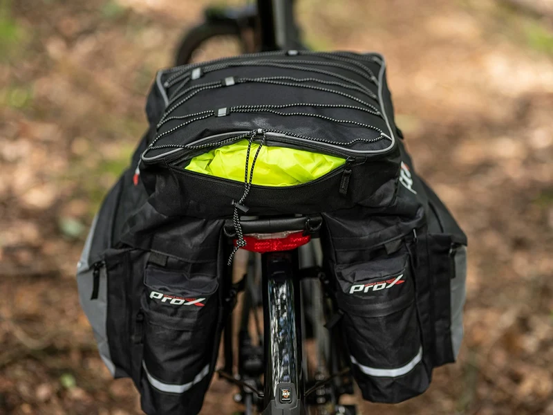 Fietstassen Dubbel ProX - waterdicht 43 Liter fietstas - Zwart Grijs - Regenhoes
