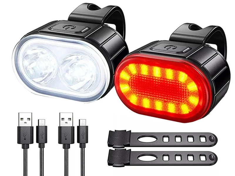 Fietsverlichtingsset Sport – LED Voorlicht & Achterlicht, Micro-USB