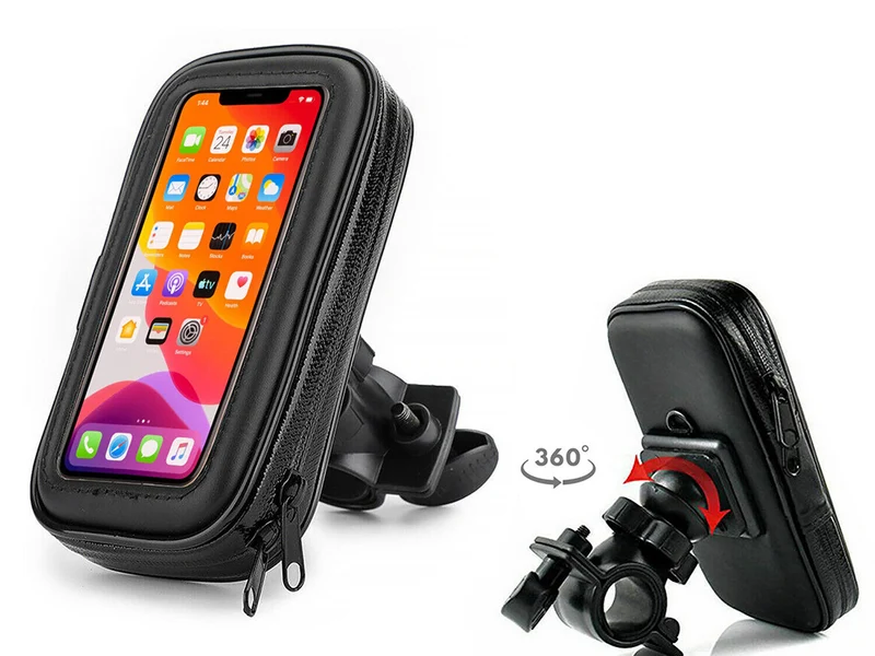 Telefoonhouder Fiets Waterdicht Zwart 360 Graden Draaibaar GSM Houder Motor