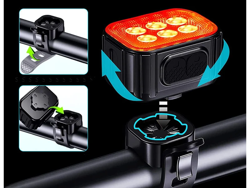 Fietsverlichtingsset LED – USB-C, IP65, 6 Lichtstanden per Lamp
