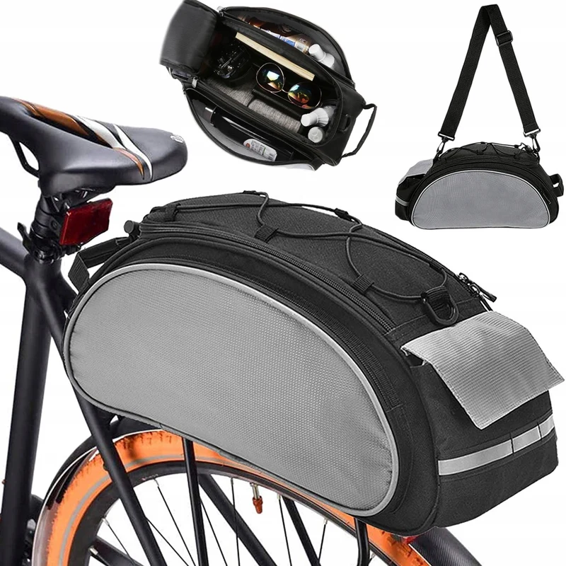 Enkele Fietstas Achter - 13 Liter - Grijs/Zwart - Elektrische Fiets