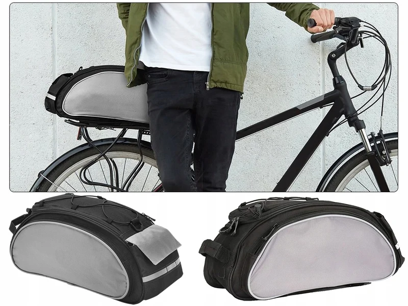 Enkele Fietstas Achter - 13 Liter - Grijs/Zwart - Elektrische Fiets