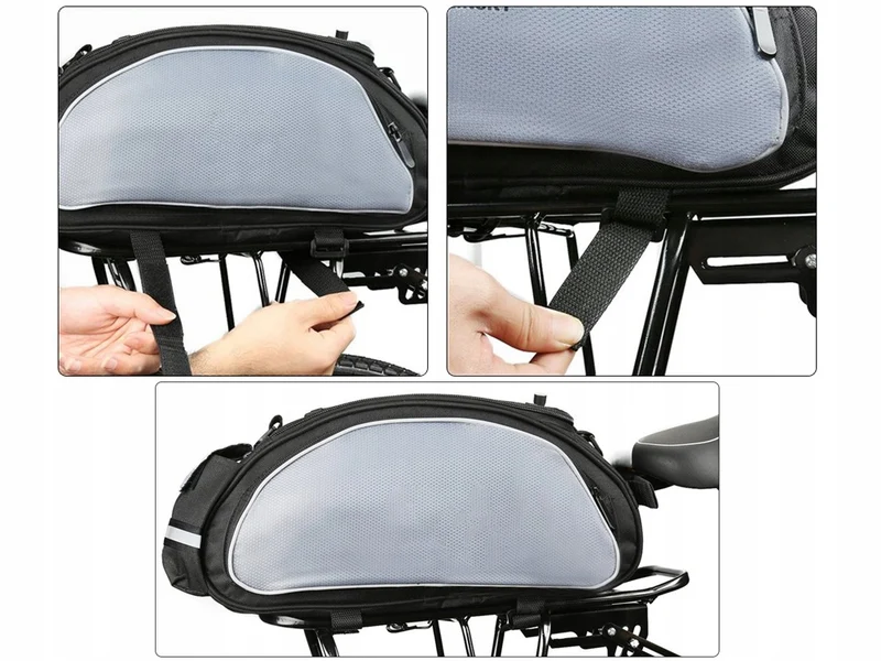 Enkele Fietstas Achter - 13 Liter - Grijs/Zwart - Elektrische Fiets