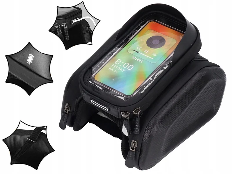 Stuurtas met Telefoonhouder 1,5 Liter Fietstas Zwart