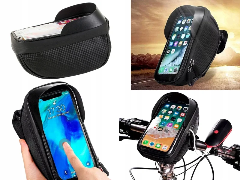 Stuurtas Fiets Met Telefoonhouder 1,6 Liter Zwarte Tas