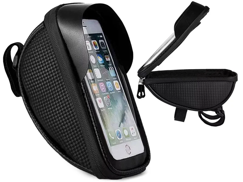 Stuurtas Fiets Met Telefoonhouder 1,6 Liter Zwarte Tas
