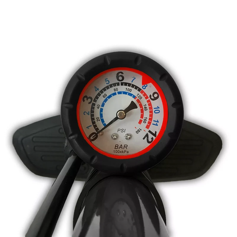 Fietspomp Staal Voetpomp met Manometer - bandenpomp 12 BAR - Zwart