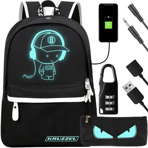 Rugzak Jongens Voor School 19 Liter Met LED Schoolrugzak USB met reflectoren