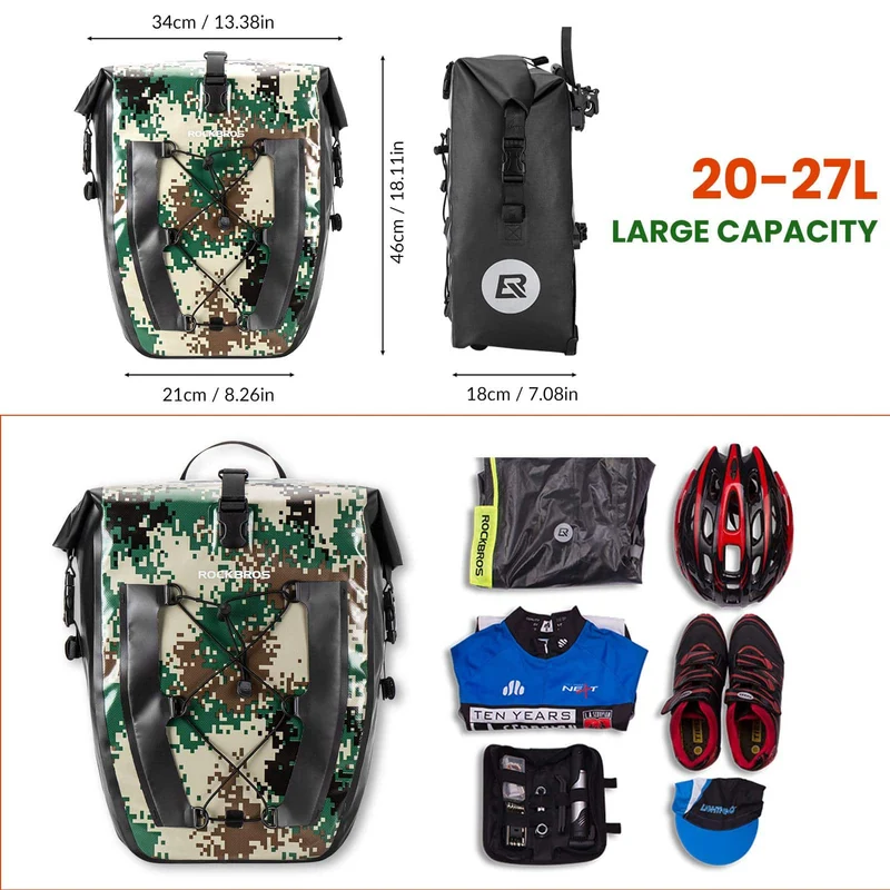 ROCKBROS 100 % wasserdichte Transporttaschen mit Netztasche 27L