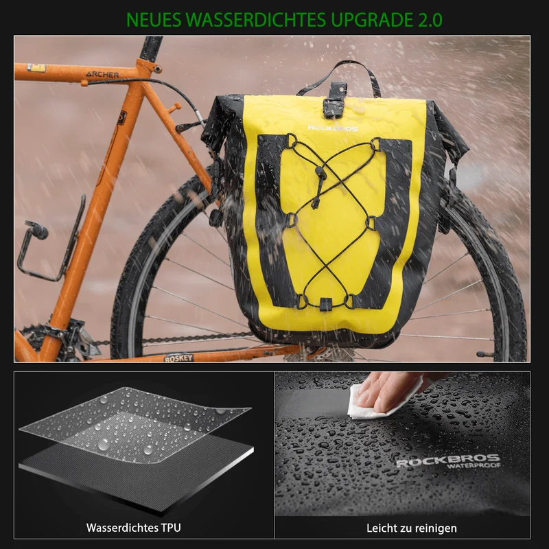 ROCKBROS 100 % wasserdichte Transporttaschen mit Netztasche 27L