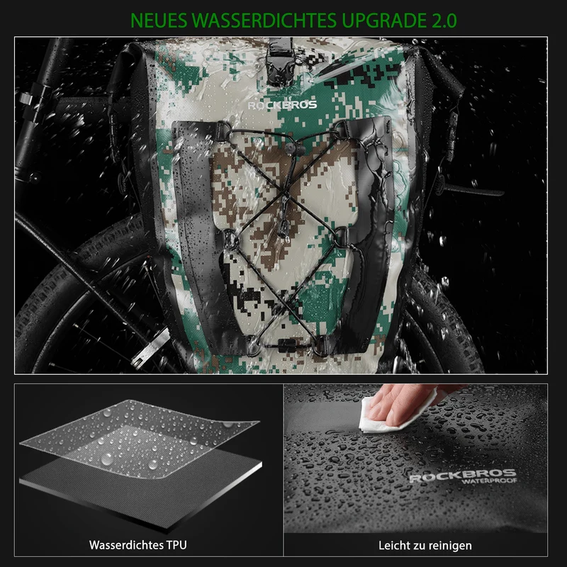 ROCKBROS 100 % wasserdichte Transporttaschen mit Netztasche 27L