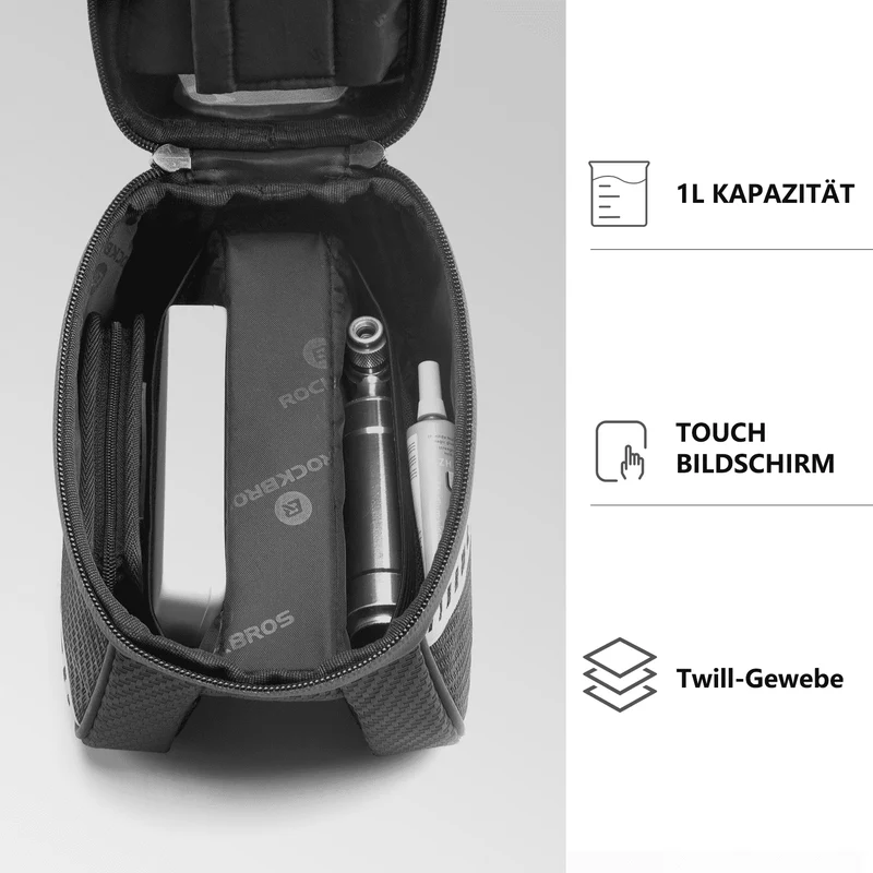 ROCKBROS Oberrohrtasche mit TPU-Touchscreen Seitentaschen-Design 1L