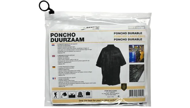 Regenponcho Zwart met Capuchon - Universele Maat Regenjas
