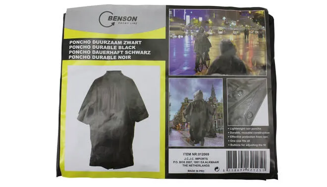 Regenponcho Zwart met Capuchon - Universele Maat Regenjas