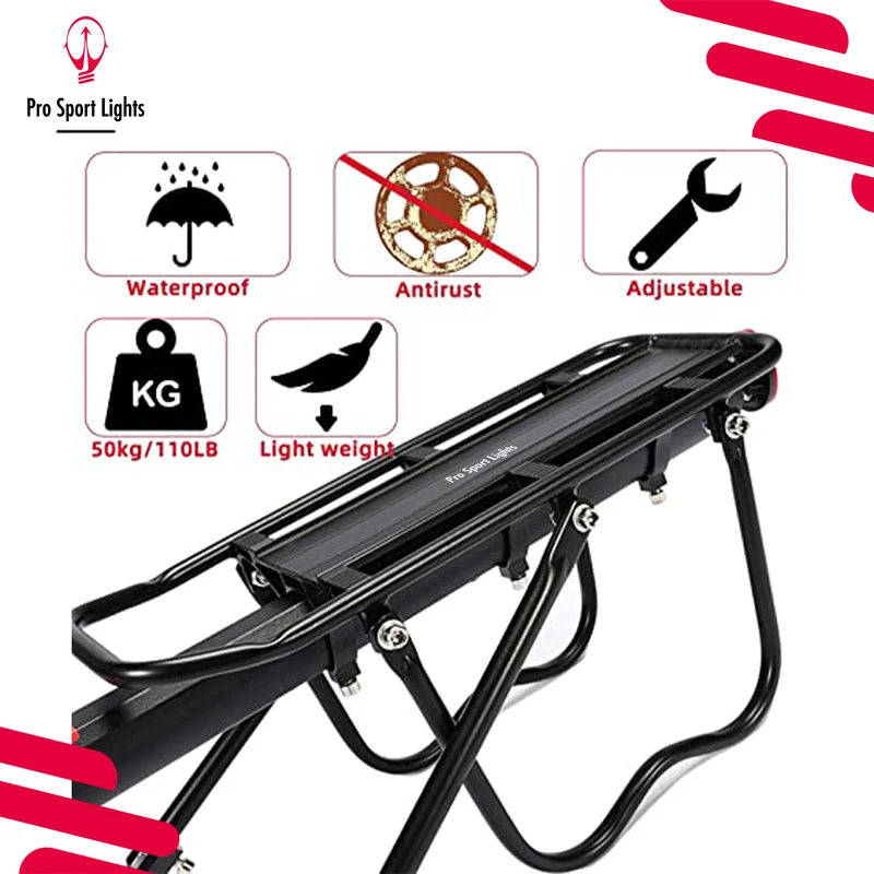 Pro Sport Lights Verstelbare MTB-Bagagedrager – Aluminium, tot 50 kg