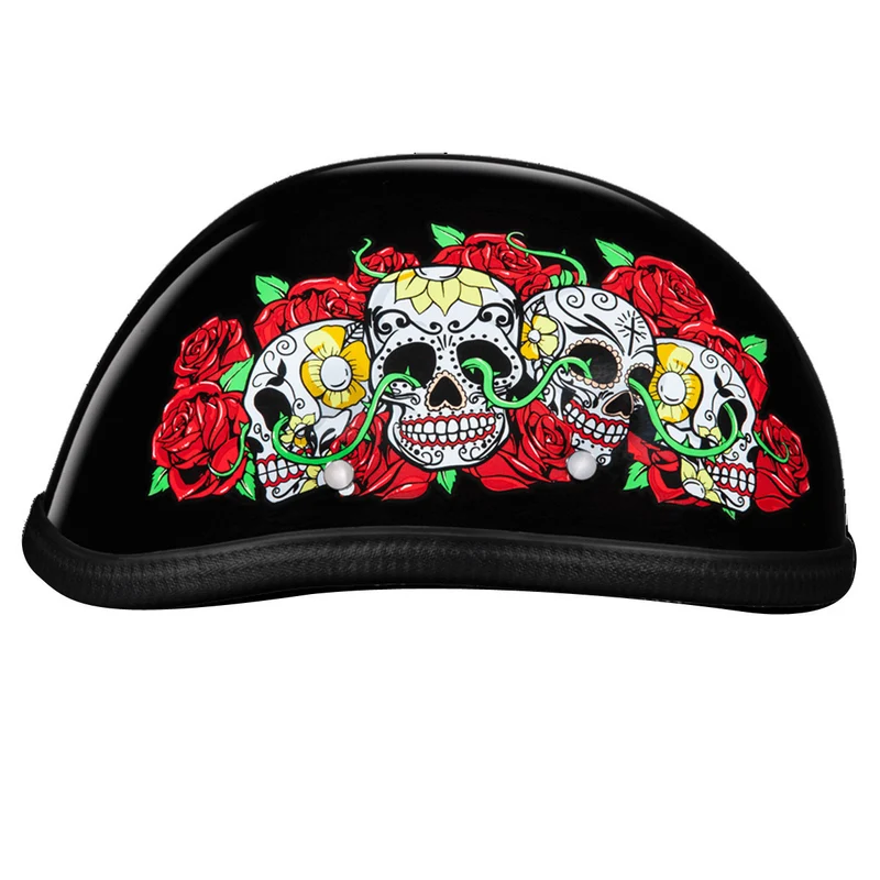 Daytona Novelty Eagle With Rose Skulls Half Helmet
