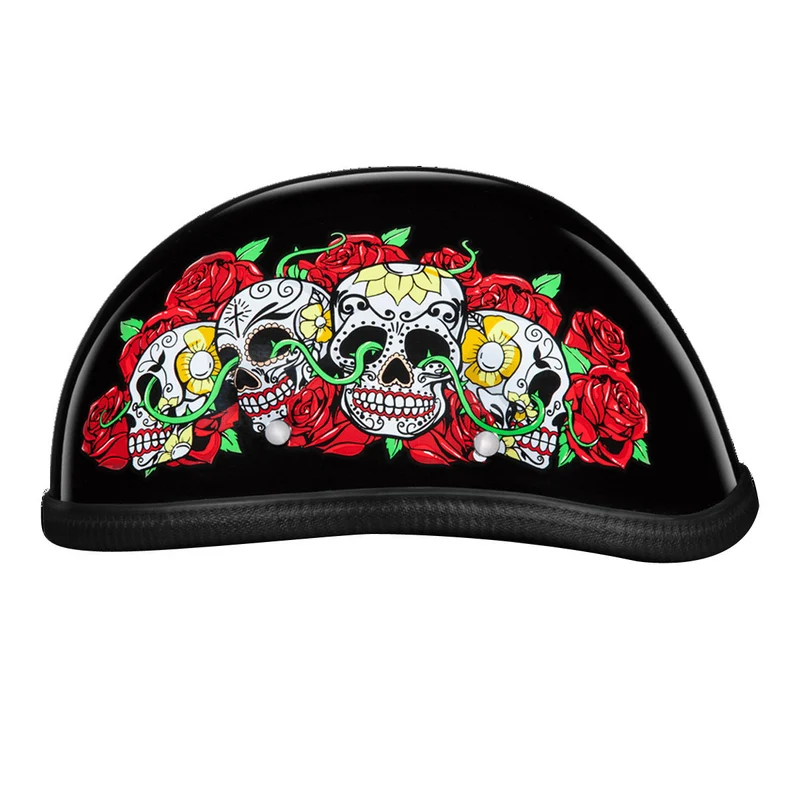 Daytona Novelty Eagle With Rose Skulls Half Helmet