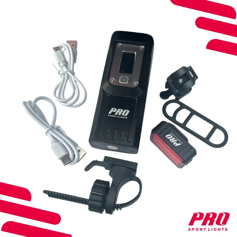 Fietsverlichting Set USB Oplaadbaar Koplamp en Achterlicht Fiets LED - 2000 en 125 Lumen
