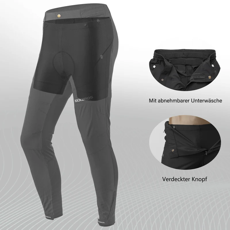 ROCKBROS Herren Radhose mit abnehmbarer gepolsterter