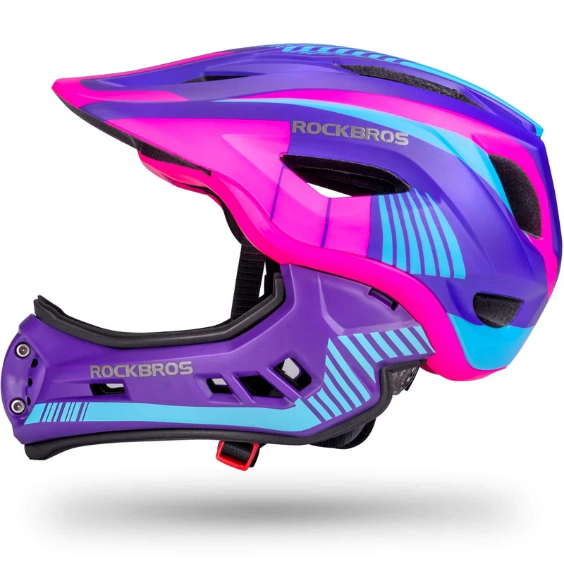 ROCKBROS Kinder helm Integriert Fahrradhelm mit Abnehmbarem Kinnschutz
