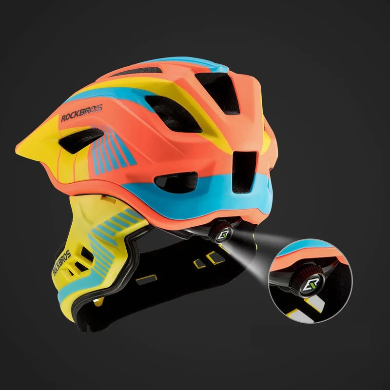 ROCKBROS Kinder helm Integriert Fahrradhelm mit Abnehmbarem Kinnschutz