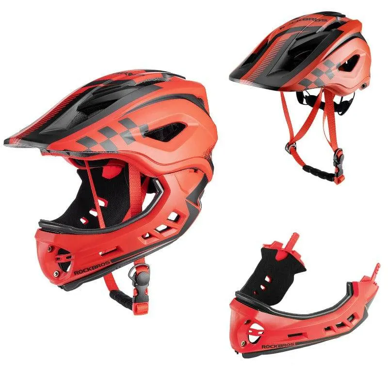 ROCKBROS Kinderhelm Integralhelm mit Abnehmbare Kinnschutz für Jungen/Mädchen