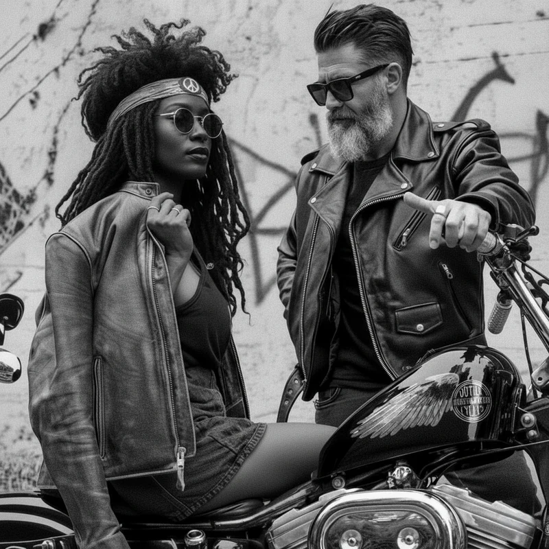 Men's Black Leather Motorcycle Jacket with CE Armor, Classic Biker Style w/ Side Lace & Belted Waist