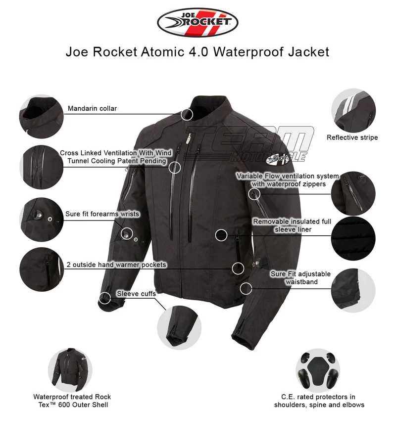 Joe Rocket Atomic 4.0 Waterproof Mens Textile Motorcycle Jacket