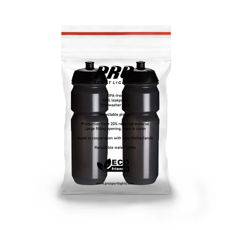 Pro Sport Lights 2x Drinkbus - 750 ml - Transparant Zwart