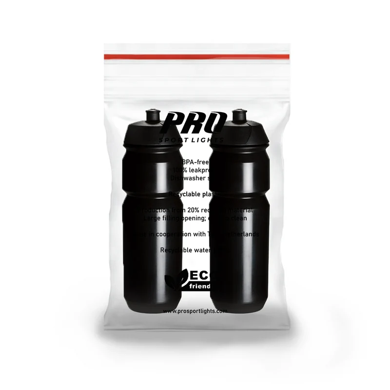 2x Bidons Pro Sport Lights - 750 ml - Zwart