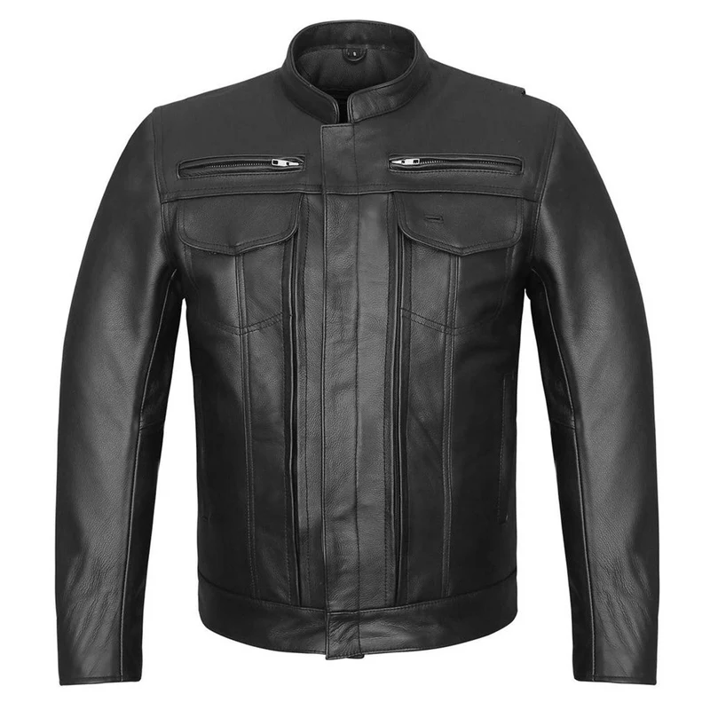Mens Top Performer Motorcycle Leather Jacket with Double CCW Pockets