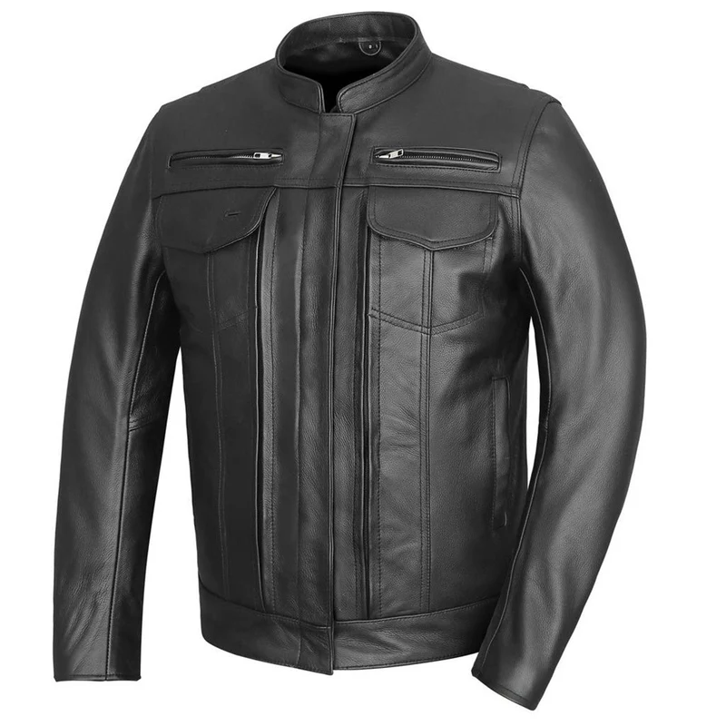 Mens Top Performer Motorcycle Leather Jacket with Double CCW Pockets