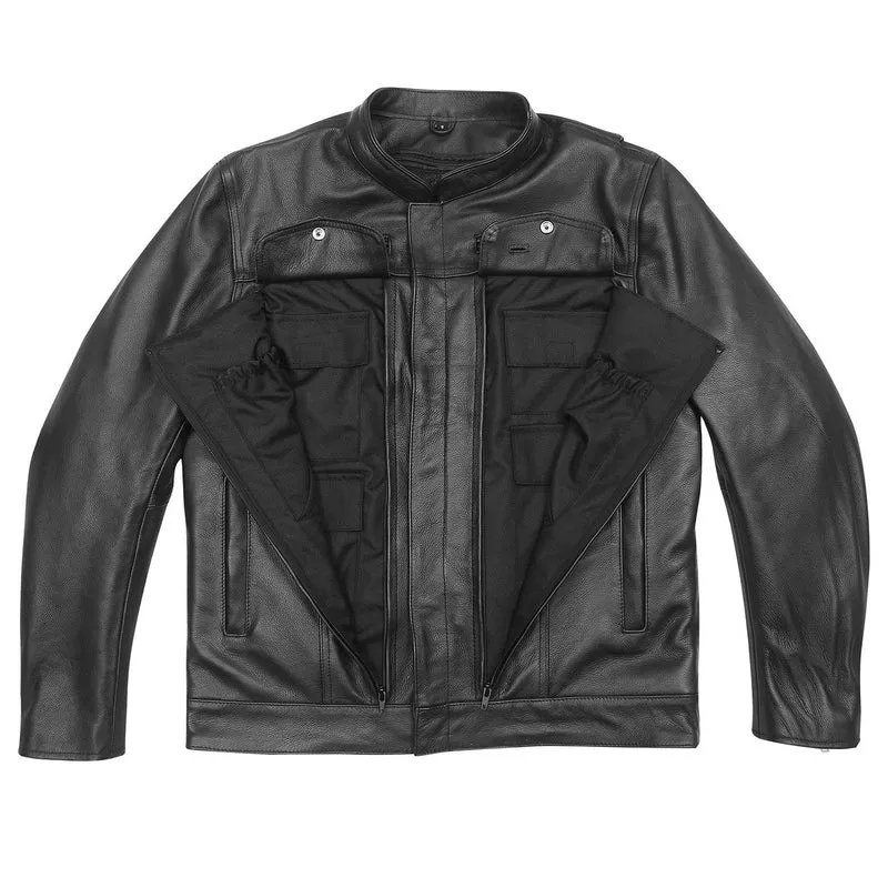 Mens Top Performer Motorcycle Leather Jacket with Double CCW Pockets