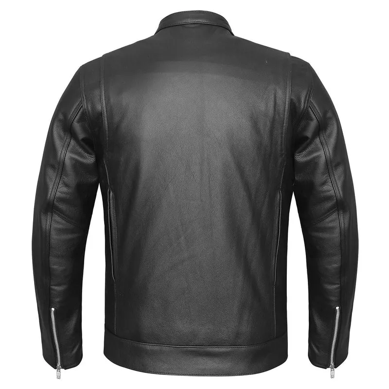 Mens Top Performer Motorcycle Leather Jacket with Double CCW Pockets