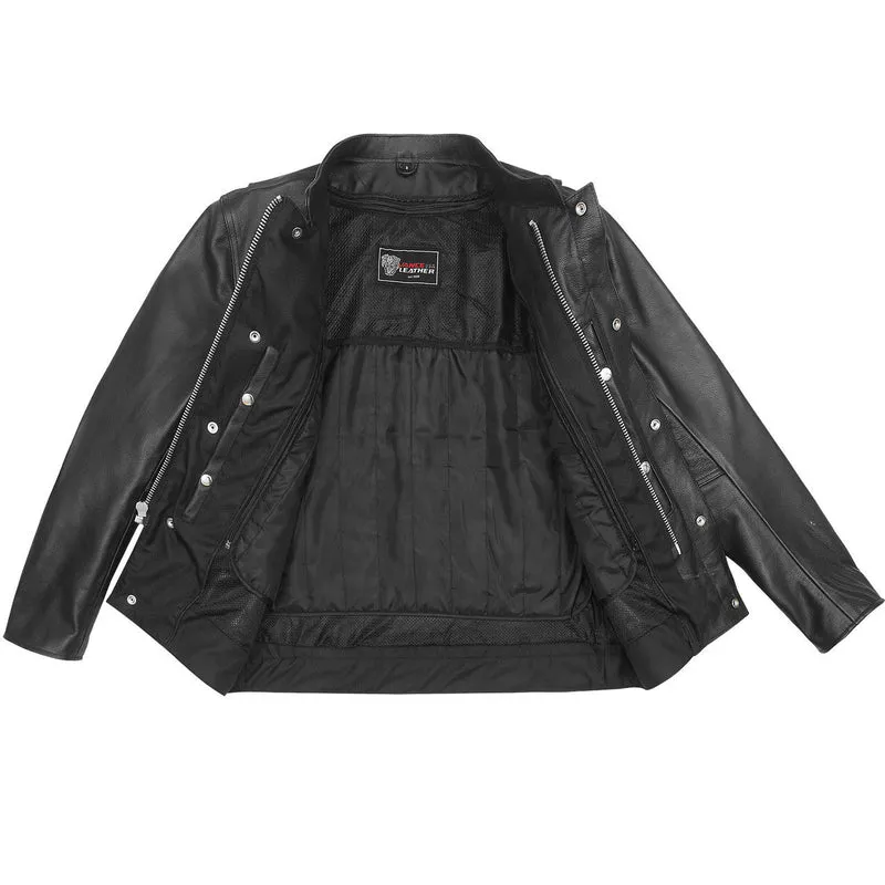 Mens Top Performer Motorcycle Leather Jacket with Double CCW Pockets
